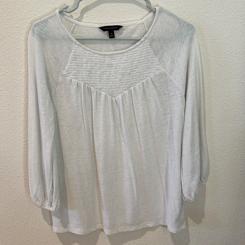 Banana Republic White Blouse, Size M, Used/Like New